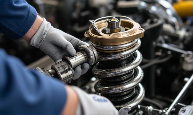 Mechaniker arbeitet an einer Hochleistungs-Auspuffanlage