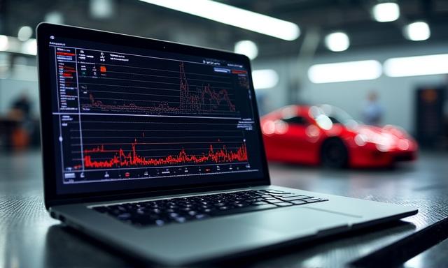 Telemetrie-Analyse am Laptop im Fahrerlager