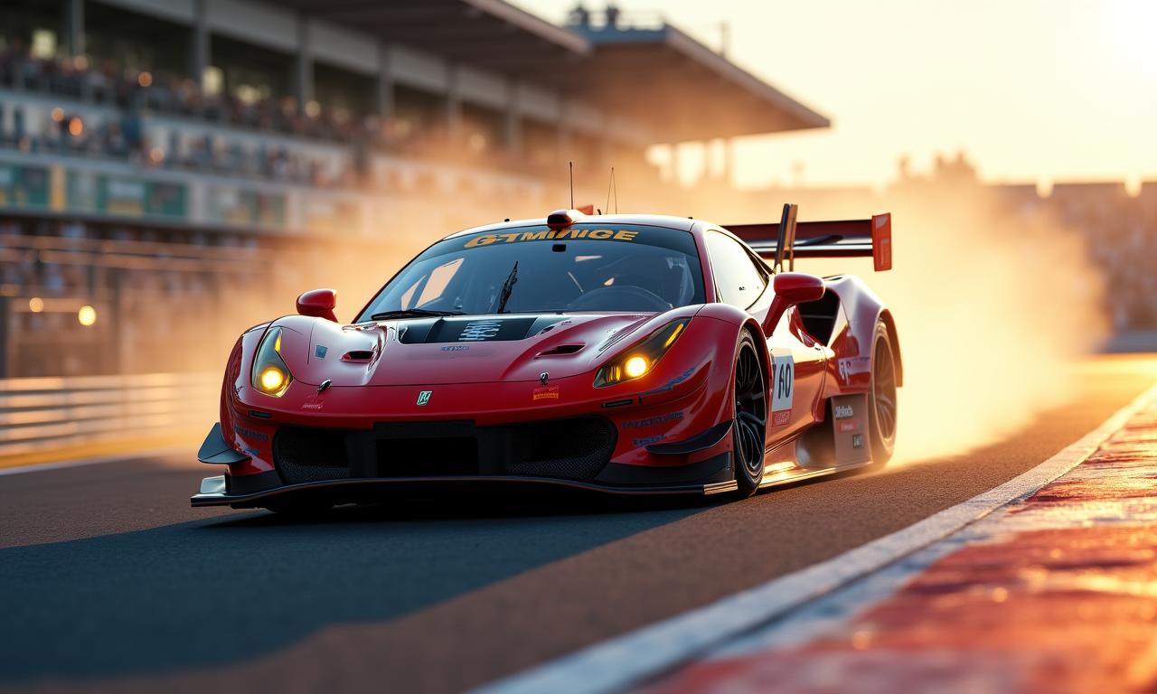 Ein Rennwagen in einer schnellen Kurve auf dem Red Bull Ring